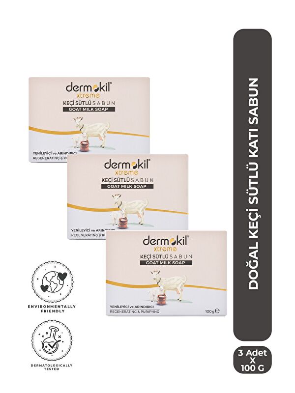 Dermokil Doğal Keçi Sütlü Katı Sabun 100 g x 3 Adet