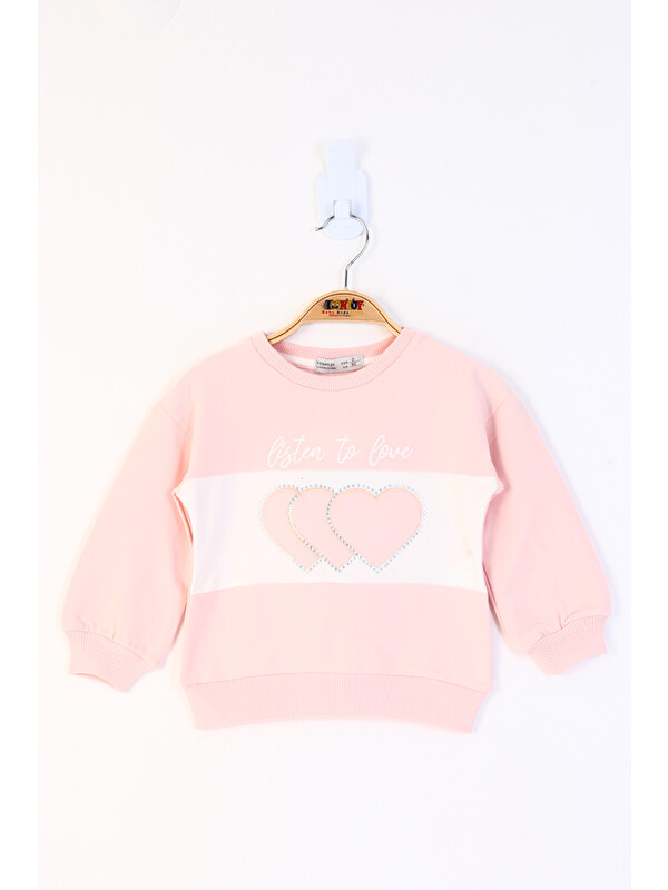 Toontoykids Kız Çocuk Kalp Nakışlı Sweatshirt
