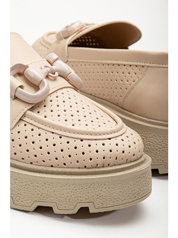 Kadın Ten Önü Tokalı Kalın Poli Taban Loafer - Görsel 4