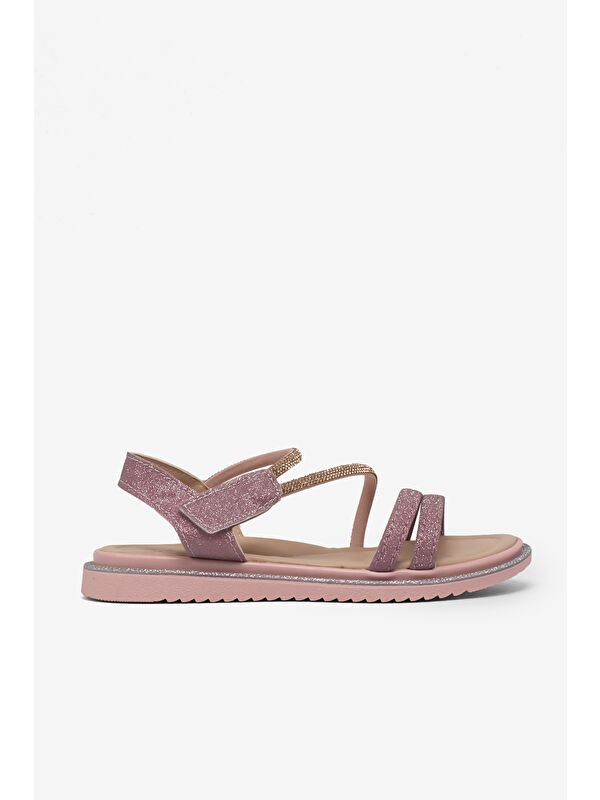 TONNY BLACK Çocuk Unisex Pudra Simli Çocuk Sim Detaylı Sandalet