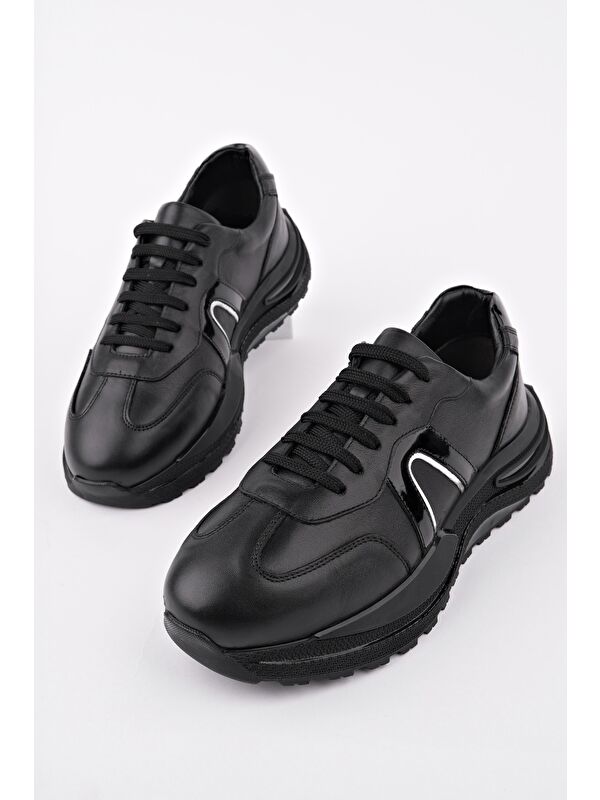 BRUNO Bağcıklı Hakiki Deri Kalın Taban Erkek Günlük Sneaker Spor Ayakkabı - Görsel 3