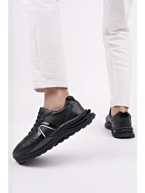 BRUNO Bağcıklı Hakiki Deri Kalın Taban Erkek Günlük Sneaker Spor Ayakkabı - Görsel 5