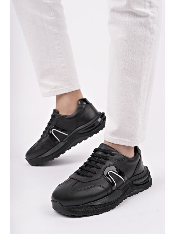 BRUNO Bağcıklı Hakiki Deri Kalın Taban Erkek Günlük Sneaker Spor Ayakkabı - Görsel 7