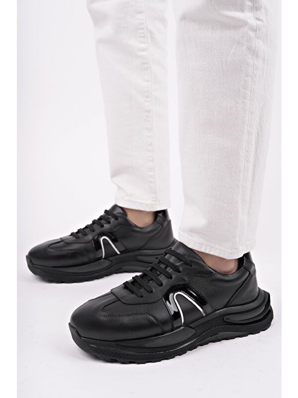 BRUNO Bağcıklı Hakiki Deri Kalın Taban Erkek Günlük Sneaker Spor Ayakkabı - Görsel 9