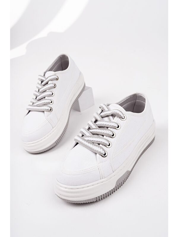 CARİNA Kalın Taban Bağcıklı Kadın Günlük Sneaker Spor Ayakkabı - Görsel 3