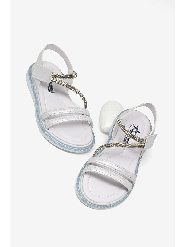 TONNY BLACK Çocuk Unisex Beyaz Çocuk Sim Detaylı Sandalet