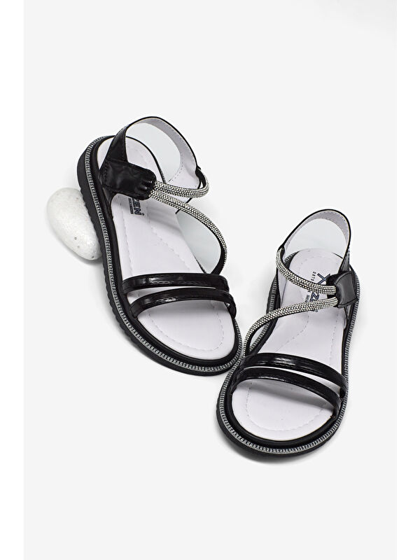 TONNY BLACK Çocuk Unisex Siyah Rugan Çocuk Sim Detaylı Sandalet
