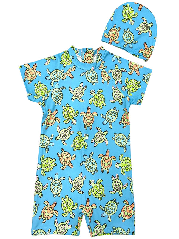 My Kids Wear Boneli ,Pervaz Fermuarlı ,Güneş Korumalı Erkek Çocuk Tulum Mayo