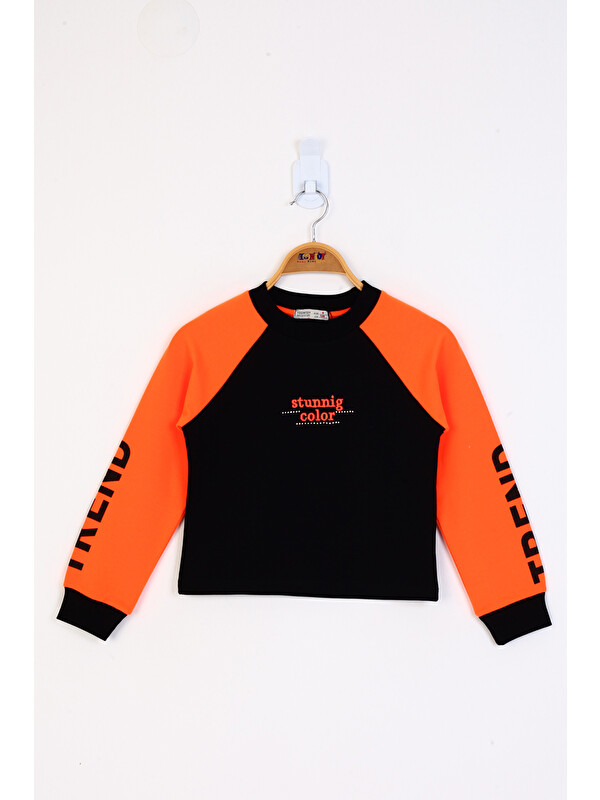 Toontoykids Kız Çocuk Stunnig Collar Baskılı Sweatshirt
