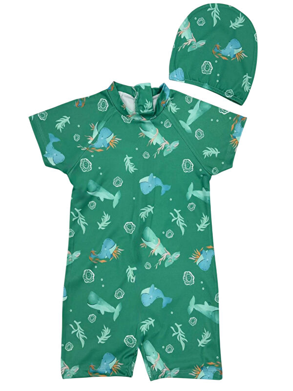 My Kids Wear Boneli ,Pervaz Fermuarlı ,Güneş Korumalı Erkek Çocuk Tulum Mayo