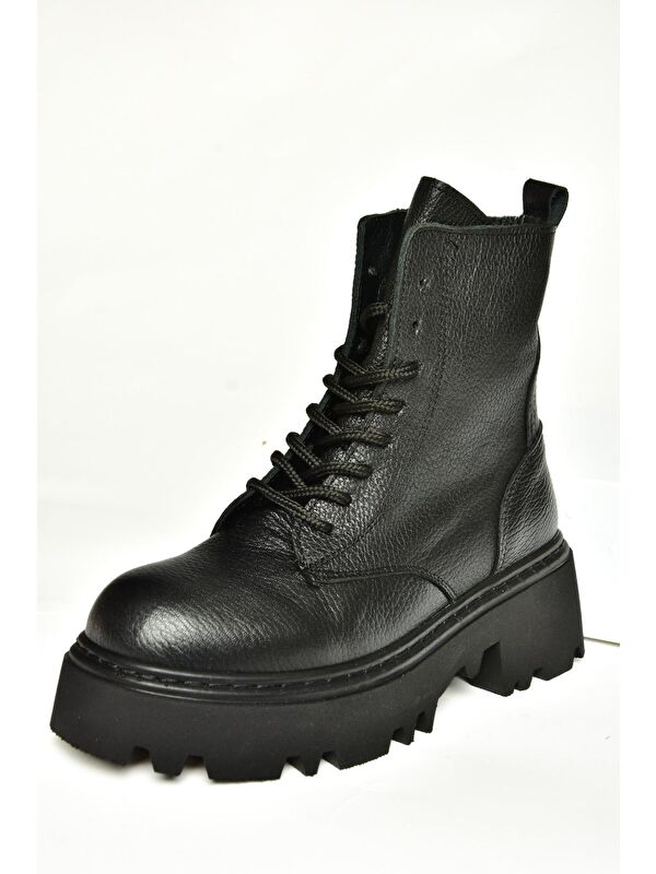 T3801700 Siyah Hakiki Deri Kadın Bot - Görsel 7