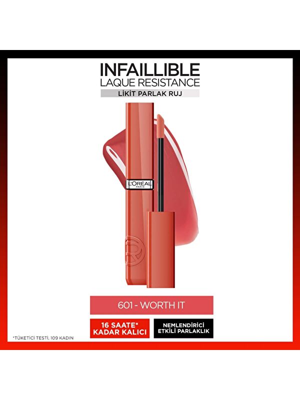 L'Oreal Paris L'Oréal Paris Infaillible Laque Resistance Likit Parlak Ruj - 601 Worth It