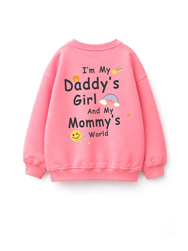 Monila Kız Çocuk 3 İplik Kumaş Pamuklu Sırt Baskılı Sweatshirt