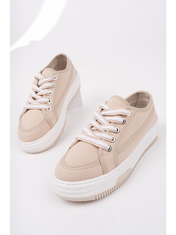 CARİNA Kalın Taban Bağcıklı Kadın Günlük Sneaker Spor Ayakkabı - Görsel 3