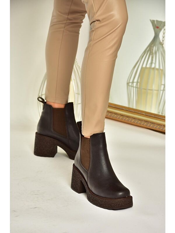 T9962200 Kahverengi Kadın Bot - Görsel 3