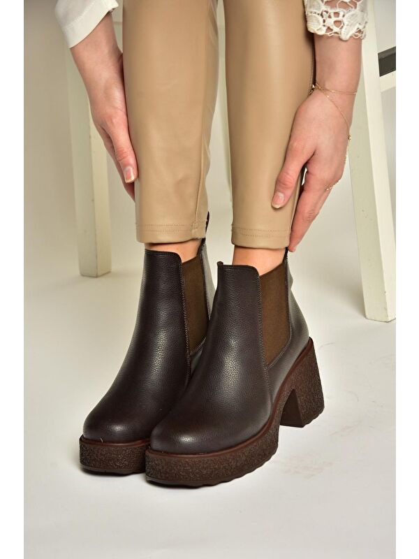 T9962200 Kahverengi Kadın Bot - Görsel 4