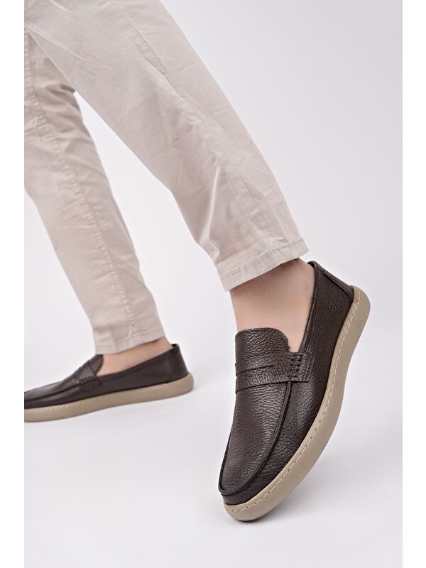 HARNAZ Bağcıksız Hakiki Deri Erkek Günlük Casual Ayakkabı - Görsel 4