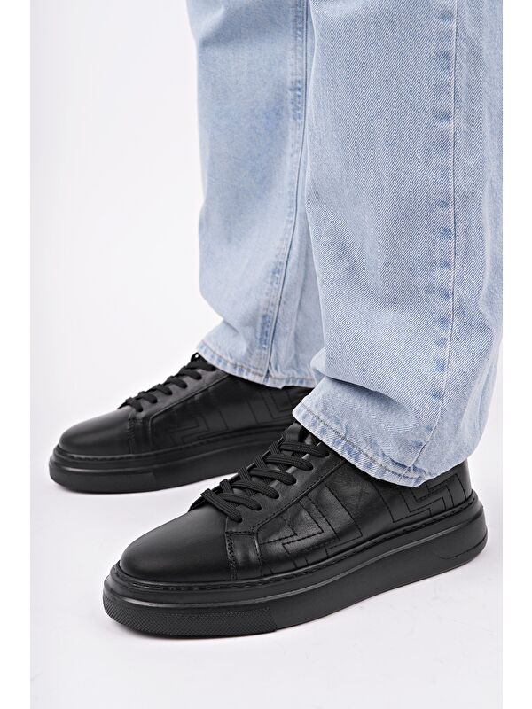 AGONY Kalın Taban Bağcıklı Hakiki Deri Erkek Günlük Sneaker Spor Ayakkabı - Görsel 2