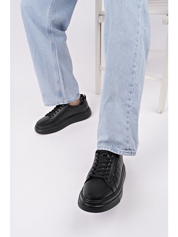 AGONY Kalın Taban Bağcıklı Hakiki Deri Erkek Günlük Sneaker Spor Ayakkabı - Görsel 6