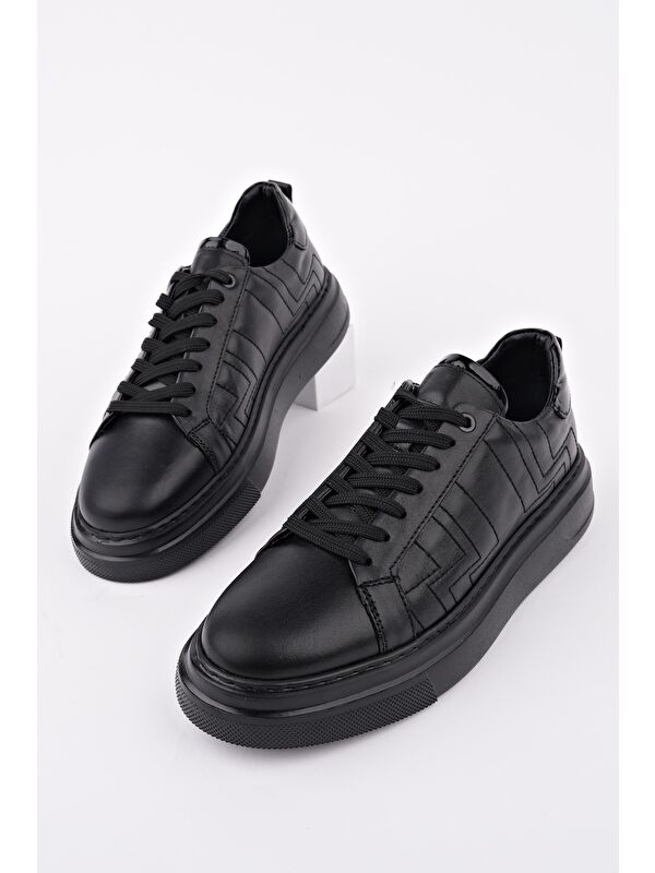 AGONY Kalın Taban Bağcıklı Hakiki Deri Erkek Günlük Sneaker Spor Ayakkabı - Görsel 9