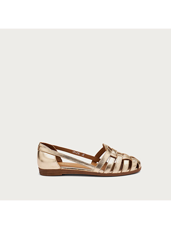 Frau Kadın Sandalet 03V1 LAMINATED LEATHER CAGED BALLET FLATS