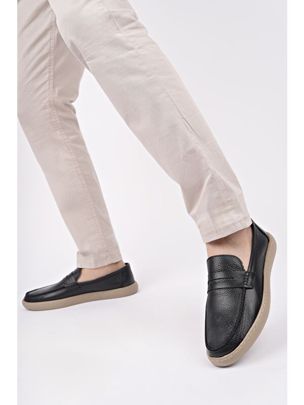 HARNAZ Bağcıksız Hakiki Deri Erkek Günlük Casual Ayakkabı - Görsel 3