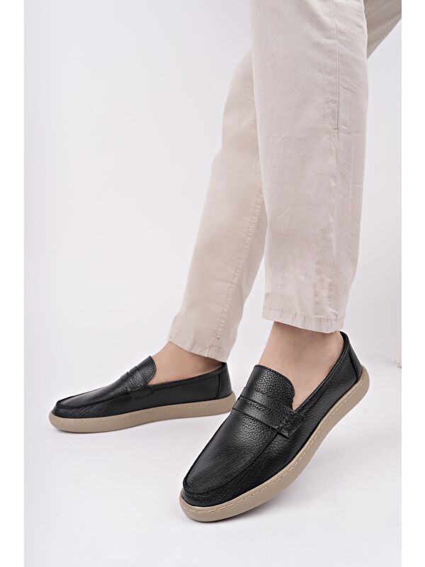 HARNAZ Bağcıksız Hakiki Deri Erkek Günlük Casual Ayakkabı - Görsel 4