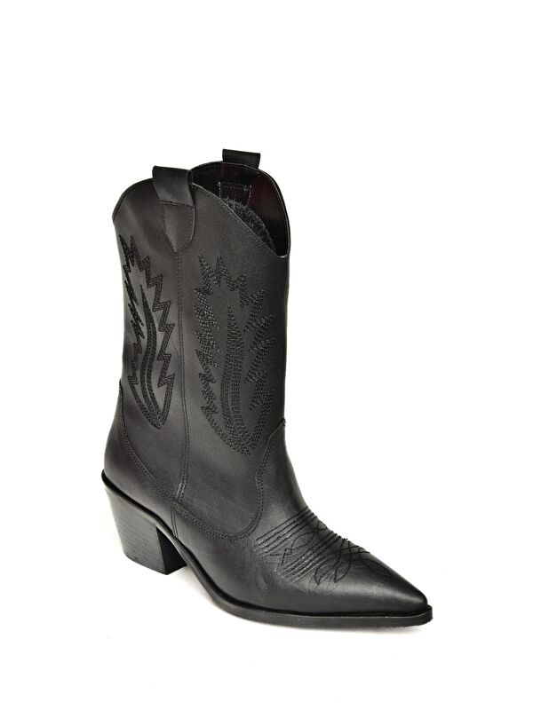 T267655009 Siyah Kalın Topuklu Kadın Bot - Görsel 5