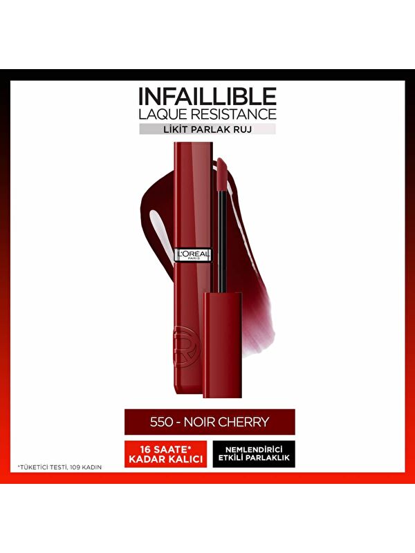 L'Oreal Paris L'Oréal Paris Infaillible Laque Resistance Likit Parlak Ruj - 550 Noir Cherry
