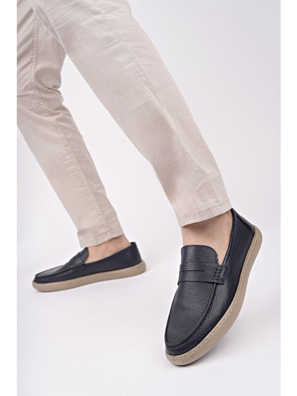 HARNAZ Bağcıksız Hakiki Deri Erkek Günlük Casual Ayakkabı - Görsel 3