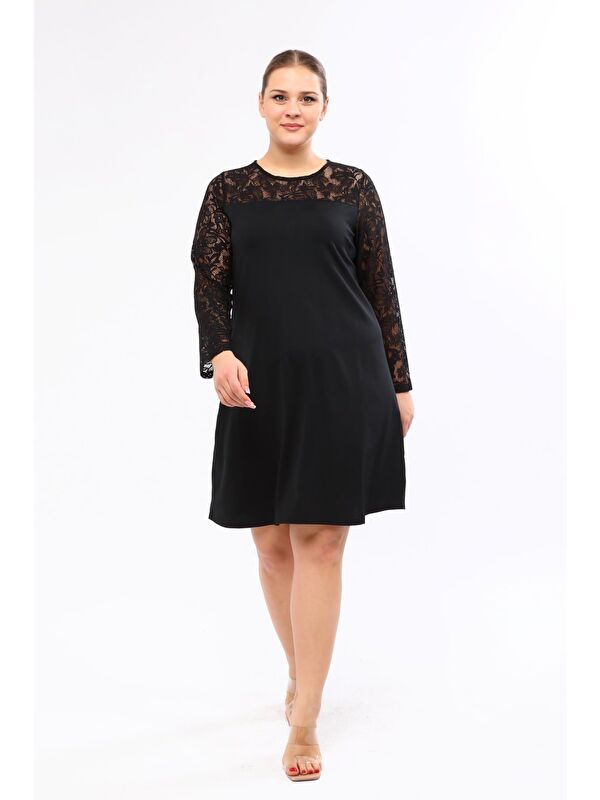 Mylinemoda Omuzu Ve Kolları Dantelli Elbise