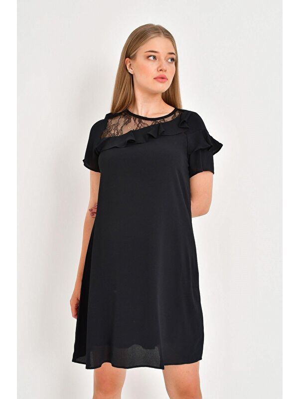 Mylinemoda Dantel Ve Fırfır Detaylı Elbise