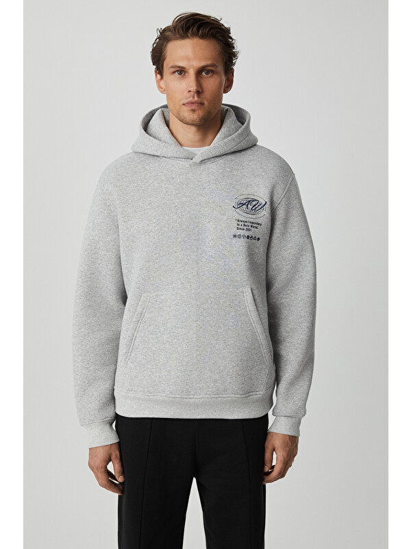 GRIMELANGE LEGANDARY Erkek Yumuşacık GRİ MELANJ Sweatshirt