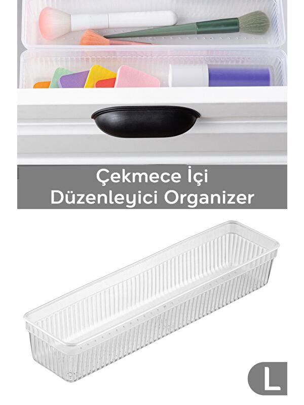 Meleni Home Modüler Çekmece İçi Düzenleyici Banyo Makyaj Takı Ofis Düzenleyici 30 7 x 7 8 cm Şeffaf