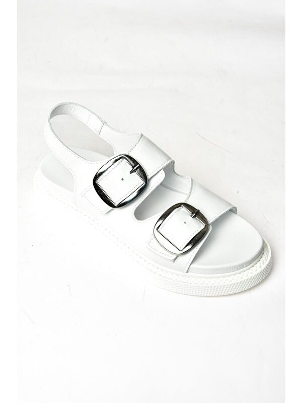 P5400328 Beyaz Kadın Sandalet - Görsel 6