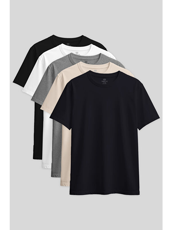 Tommylife Standart Fit Basic O Yaka 5li Paket Kadın T-Shirt - 97311
