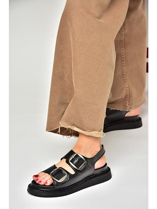 P5400328 Siyah Kadın Sandalet - Görsel 4