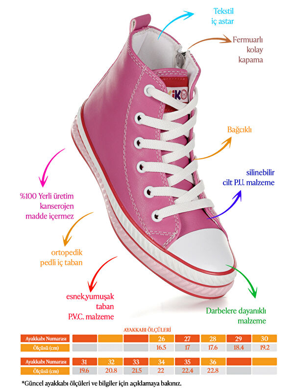 Pant Günlük Bağcıklı Fermuarlı Kız Çocuk Bot Ayakkabı - Görsel 3