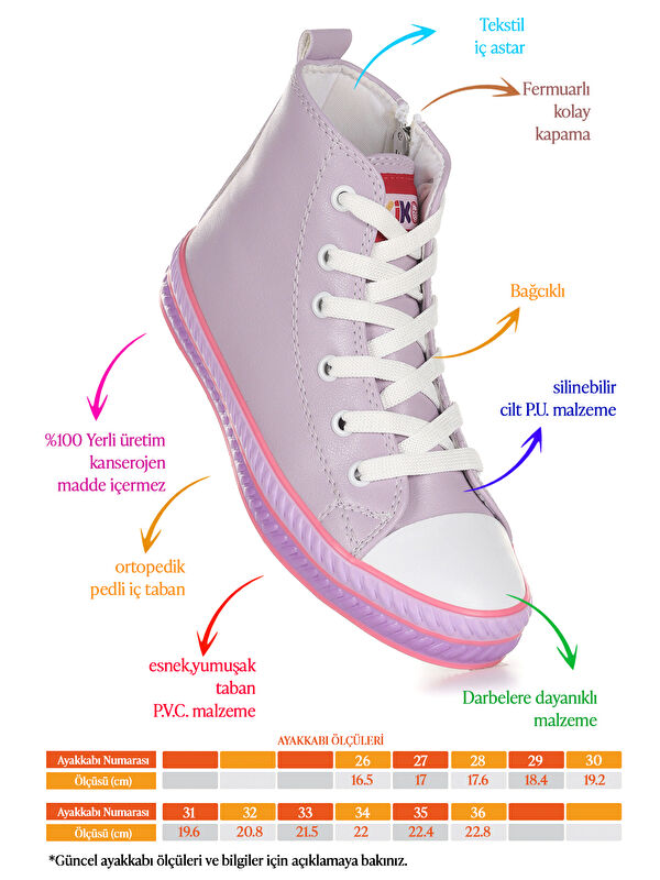 Pant Günlük Bağcıklı Fermuarlı Kız Çocuk Bot Ayakkabı - Görsel 3