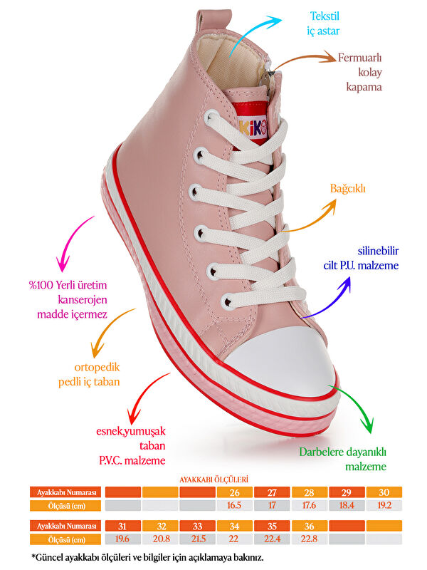 Pant Günlük Bağcıklı Fermuarlı Kız Çocuk Bot Ayakkabı - Görsel 3