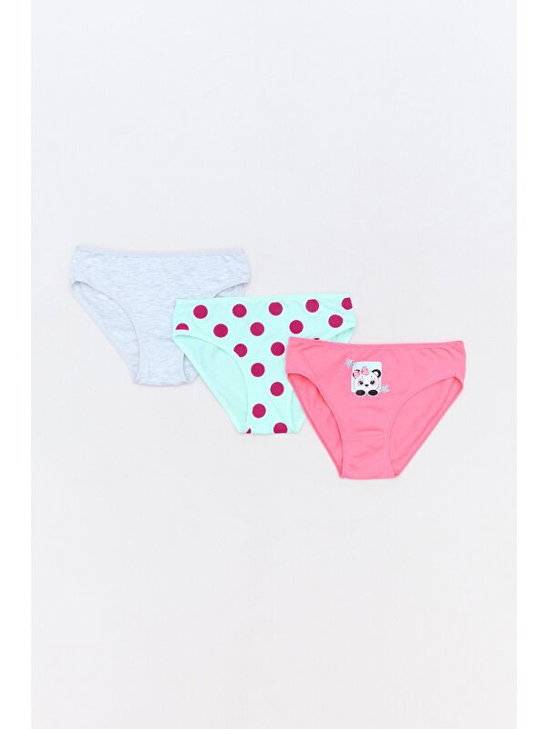 Fullamoda Çizgili Kalp Baskılı 3 Lü Kız Çocuk Külot