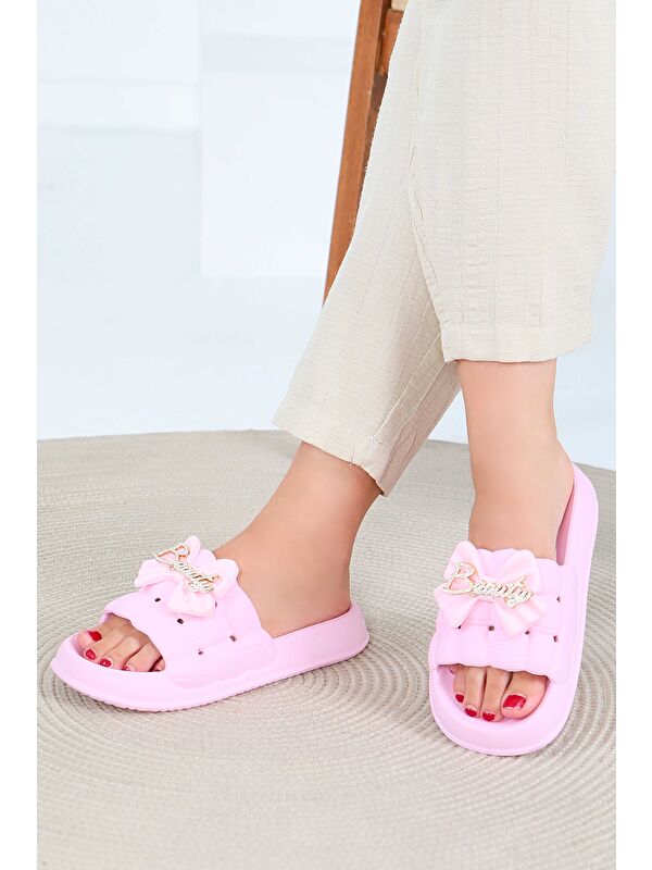 Kadın Pembe Tokalı Terlik - 27564 - Görsel 3