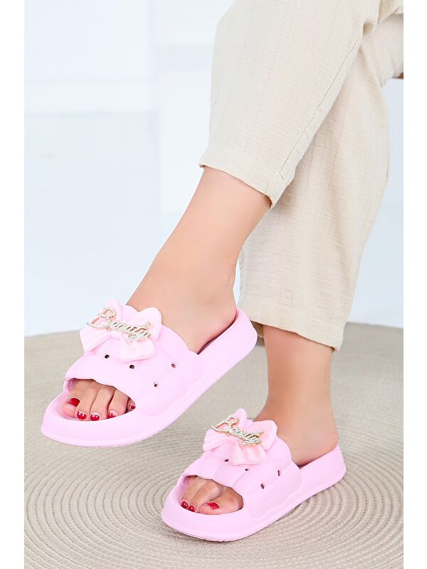 Kadın Pembe Tokalı Terlik - 27564 - Görsel 5