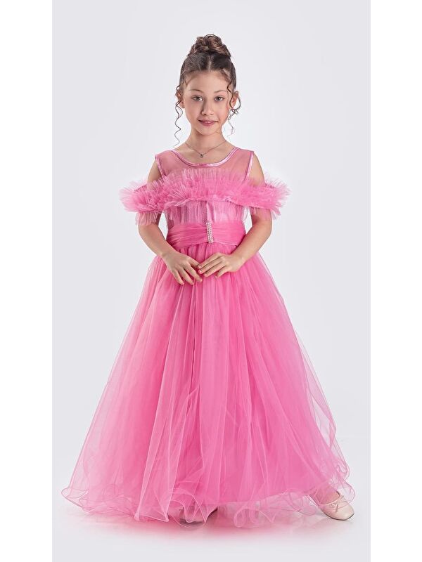 Mnk Baby & Kids Uzun Etek Kız Çocuk Robası Şifon Abiye M00723