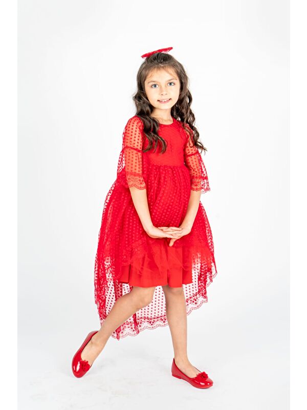 Mnk Baby & Kids Kuyruklu Model Kız Çocuk Dantel Elbise MNK0482