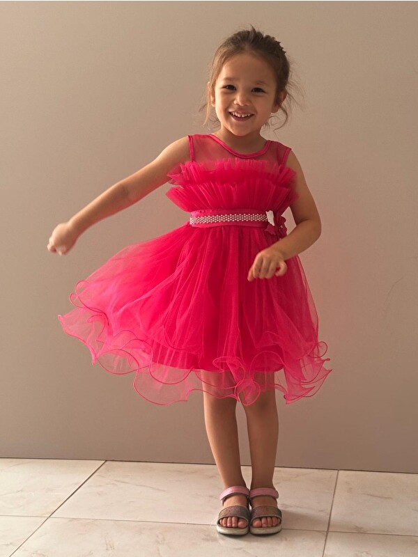 Mnk Baby & Kids Kız Çocuk Tütülü Vena Elbise MNK285