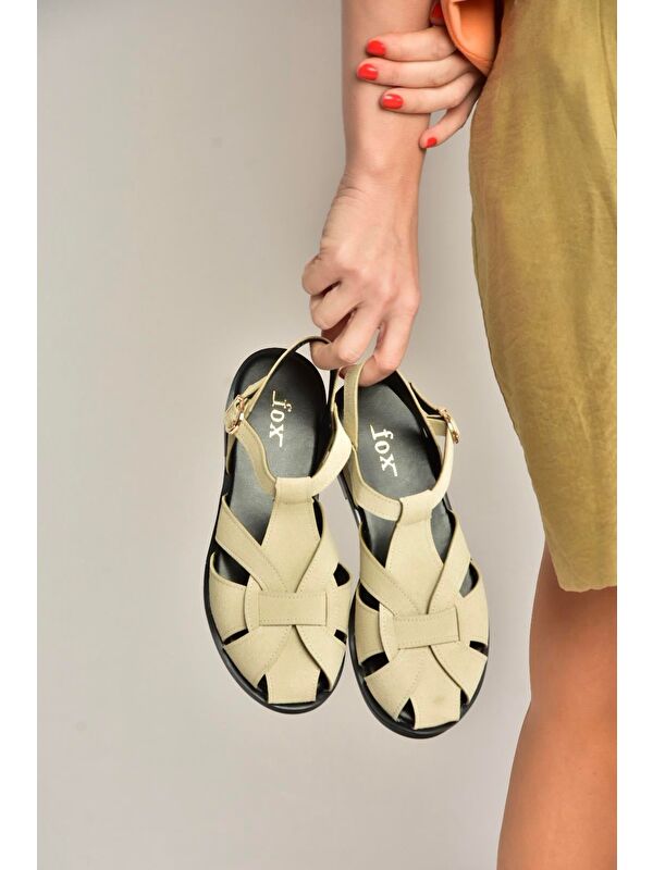 Fox Shoes Bej Fox Shoes Sandalet Kadın Y250303002
