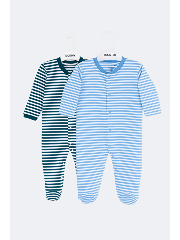 Toontoykids Unisex Çizgili 2 Li Patikli Tulum