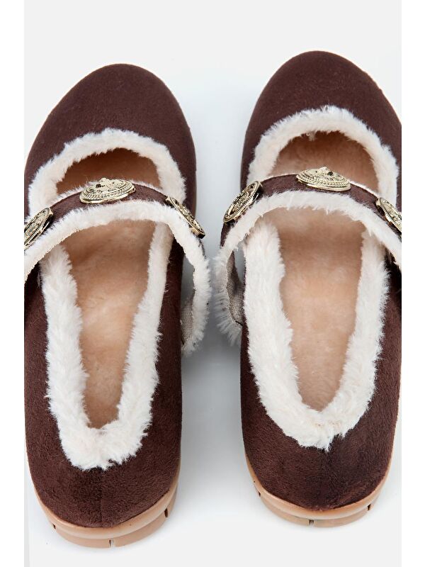 Yaya By Hotiç Kahverengi Yaya By Hotiç Yaya By Kadın Kürklü Tokalı Mary Jane Babet