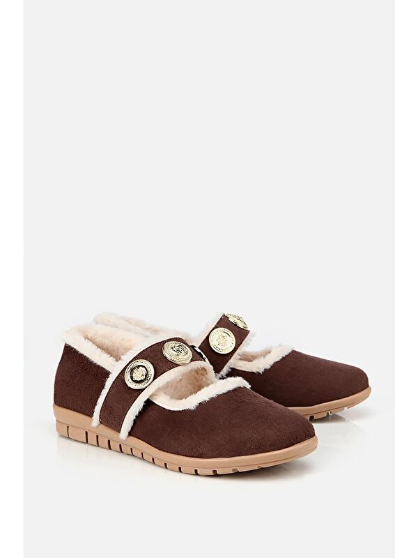 Yaya By Hotiç Kahverengi Yaya By Hotiç Yaya By Kadın Kürklü Tokalı Mary Jane Babet